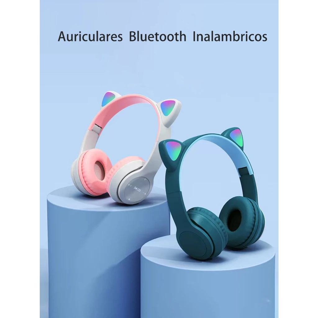 Audífonos P47M Cat Ear Bluetooth 5.0 para gaming con estuche de carga