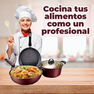 Juego de Ollas y Sartén Antiadherentes 3 Piezas con Wok Ele-Gate