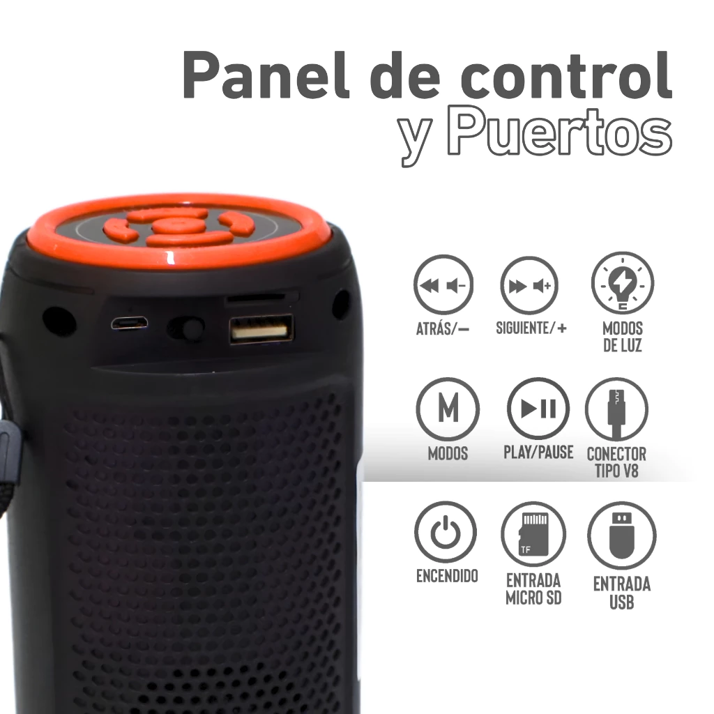 Bocina Buytiti tipo flama - entradas USB y Micro SD