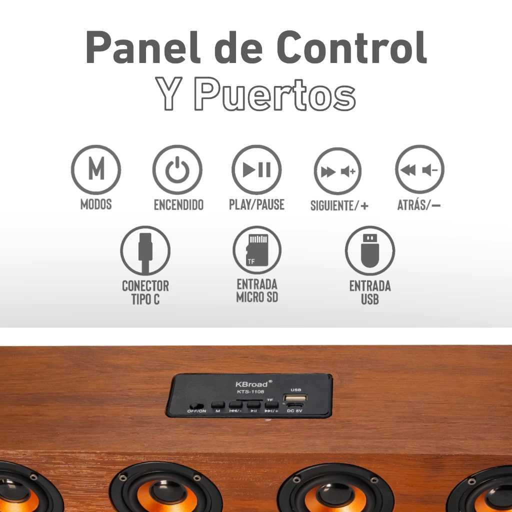 Bocina Buytiti - entradas USB y Micro SD