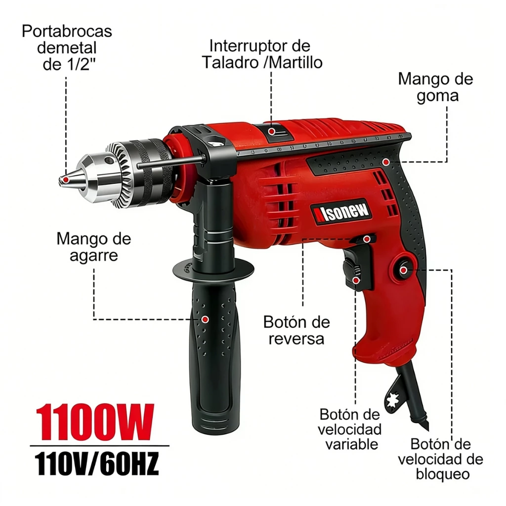 Taladro de Impacto 870W - vista lateral